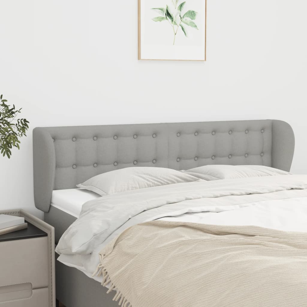 sengegavl med kanter 147x23x78/88cm stof lysegrå