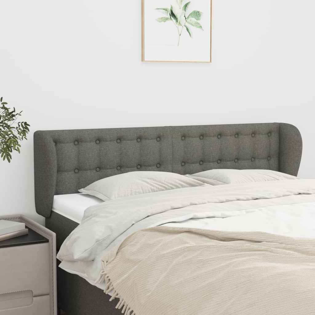 sengegavl med kanter 147x23x78/88 cm stof mørkegrå