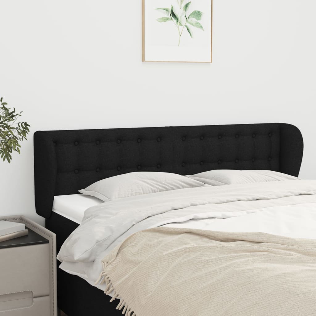 sengegavl med kanter 147x23x78/88 cm stof sort