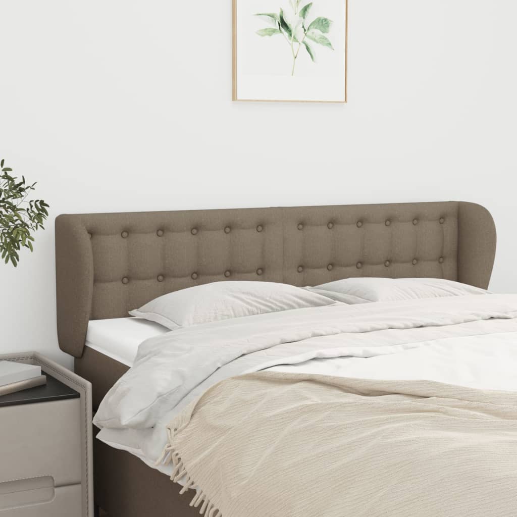 sengegavl med kanter 147x23x78/88 cm stof gråbrun