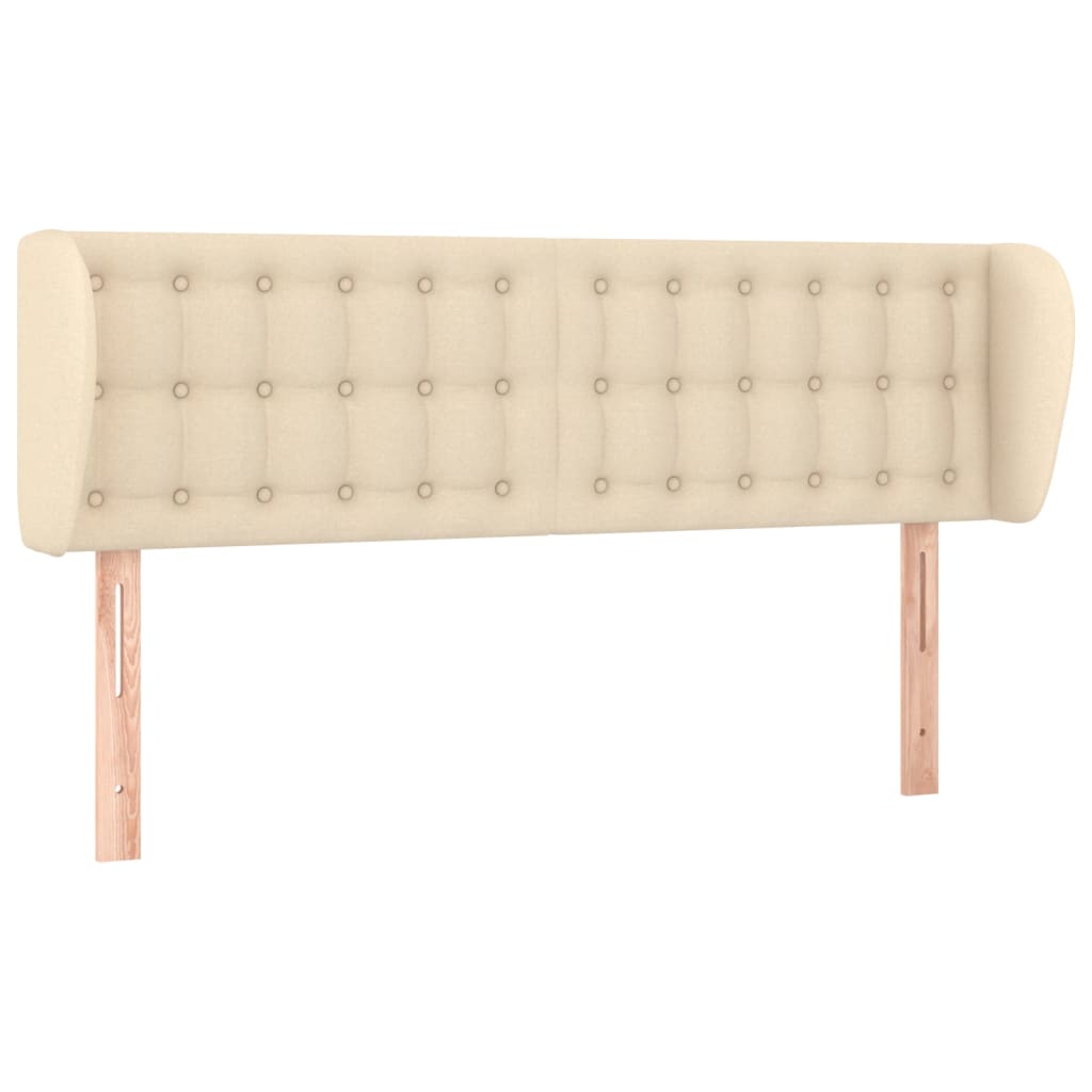 sengegavl med kanter 147x23x78/88 cm stof cremefarvet