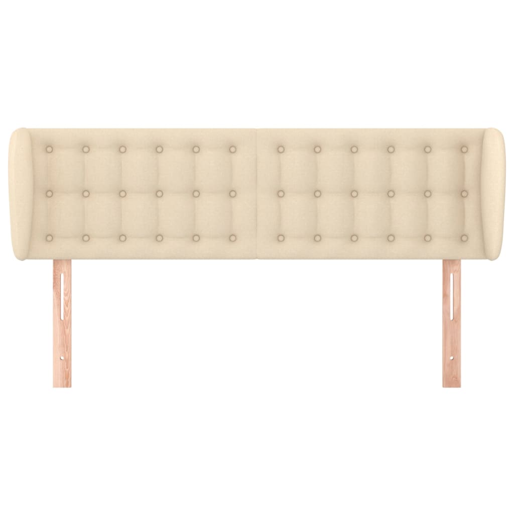 sengegavl med kanter 147x23x78/88 cm stof cremefarvet