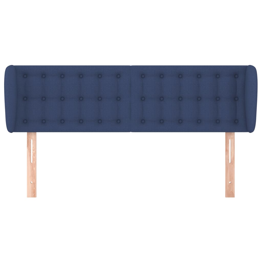 sengegavl med kanter 147x23x78/88 cm stof blå