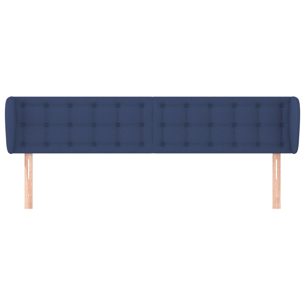 sengegavl med kanter 163x23x78/88 cm stof blå