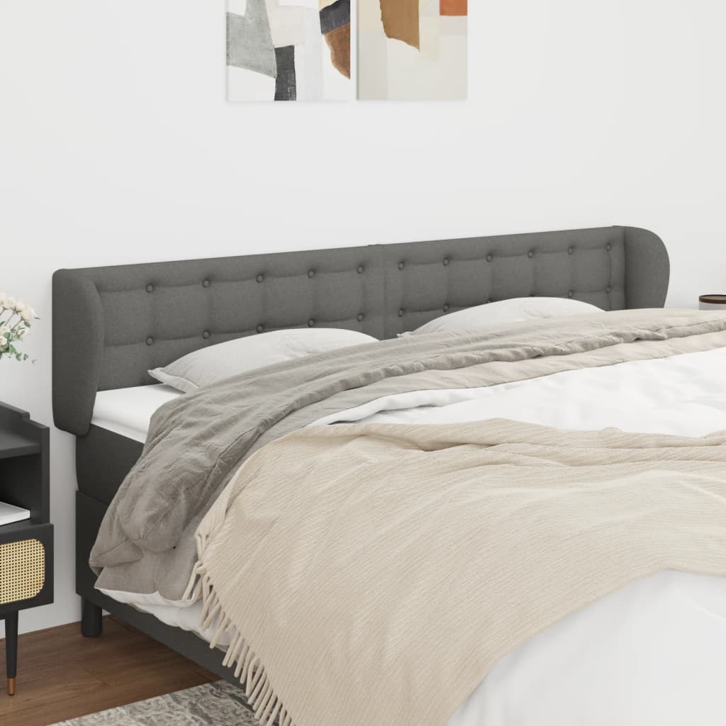 sengegavl med kanter 183x23x78/88 cm stof mørkegrå