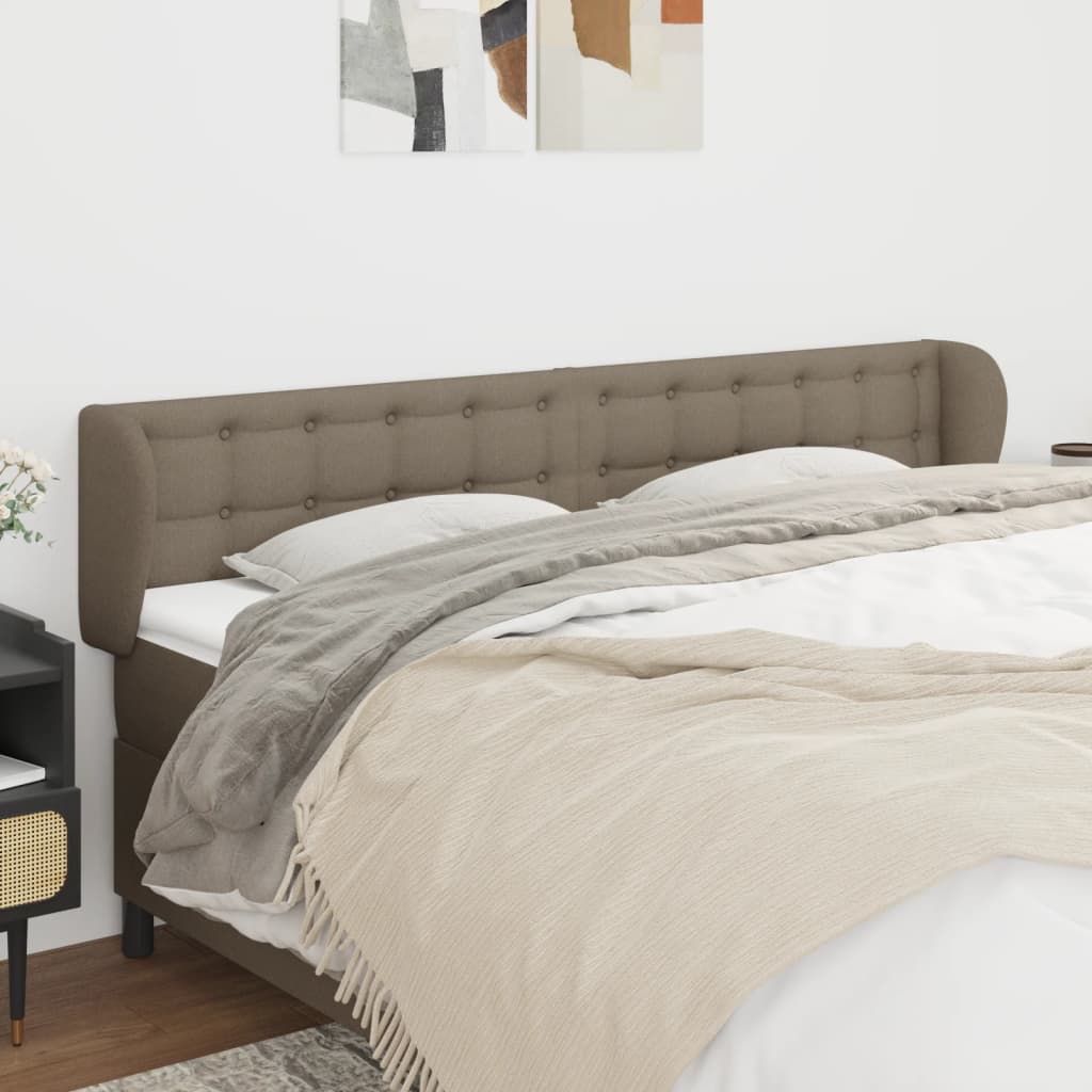 sengegavl med kanter 183x23x78/88 cm stof gråbrun