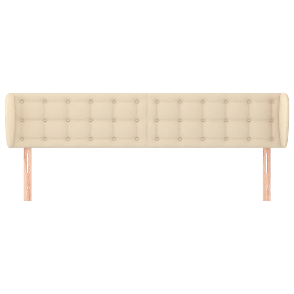 sengegavl med kanter 183x23x78/88 cm stof cremefarvet