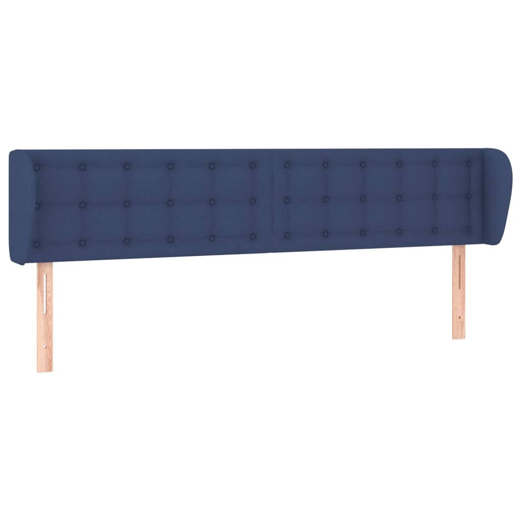sengegavl med kanter 183x23x78/88 cm stof blå