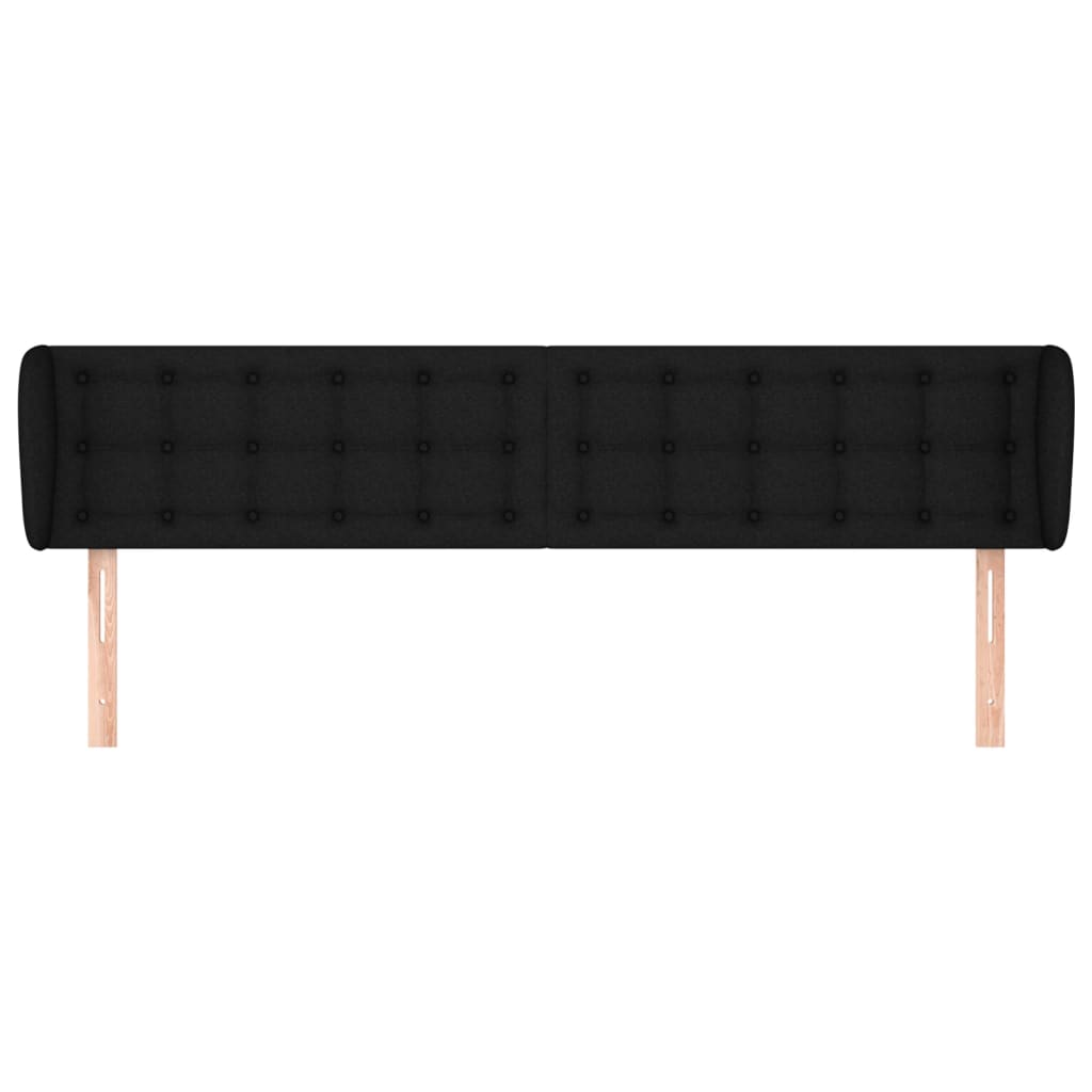 sengegavl med kanter 203x23x78/88 cm stof sort