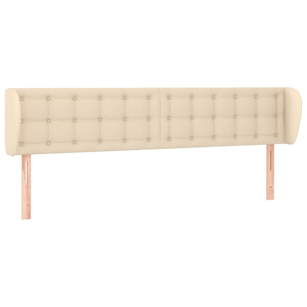 sengegavl med kanter 203x23x78/88 cm stof cremefarvet