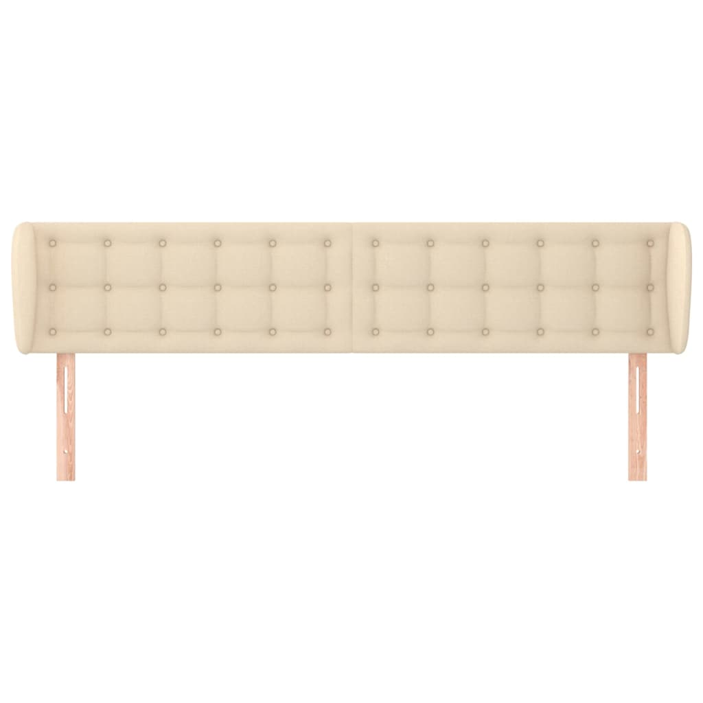 sengegavl med kanter 203x23x78/88 cm stof cremefarvet