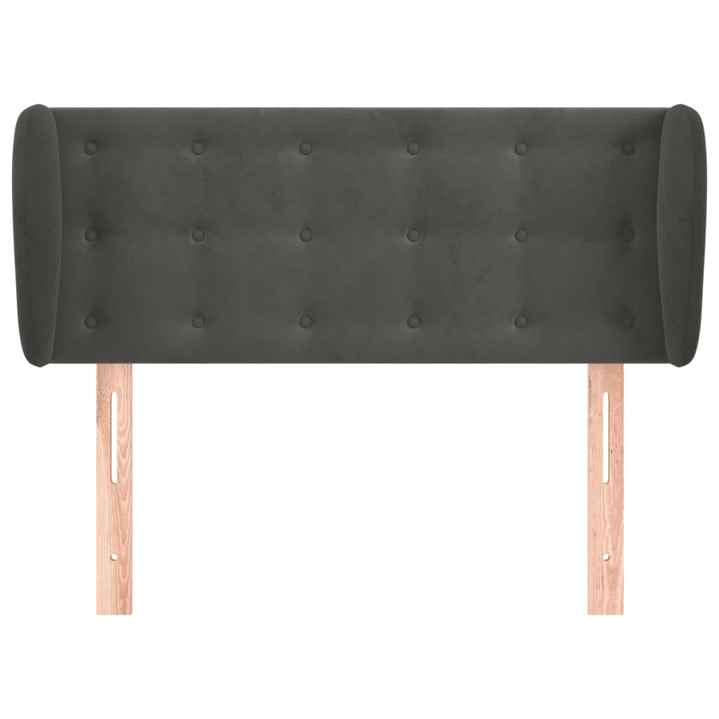 sengegavl med kanter 83x23x78/88 cm fløjl mørkegrå