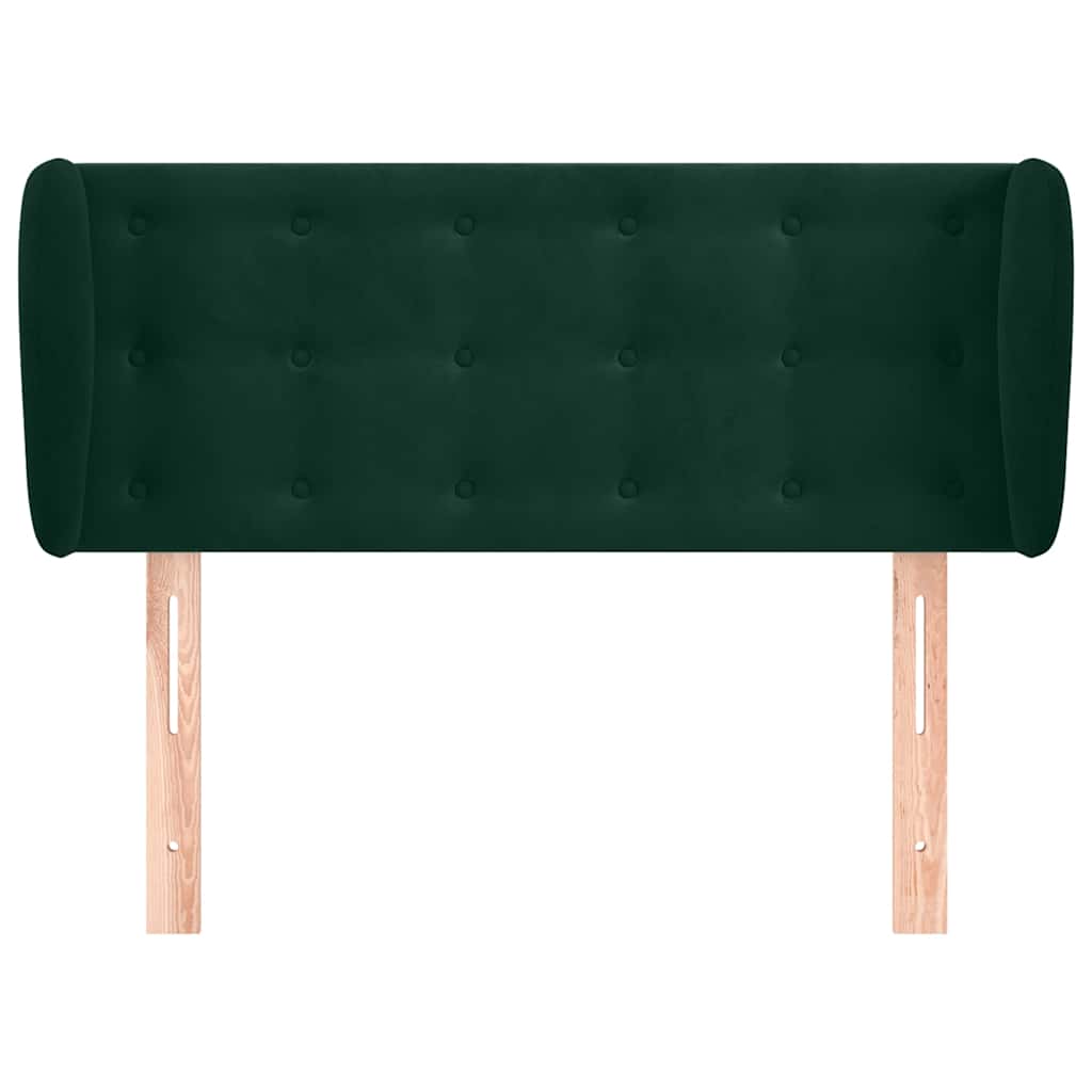 sengegavl med kanter 83x23x78/88 cm fløjl mørkegrøn