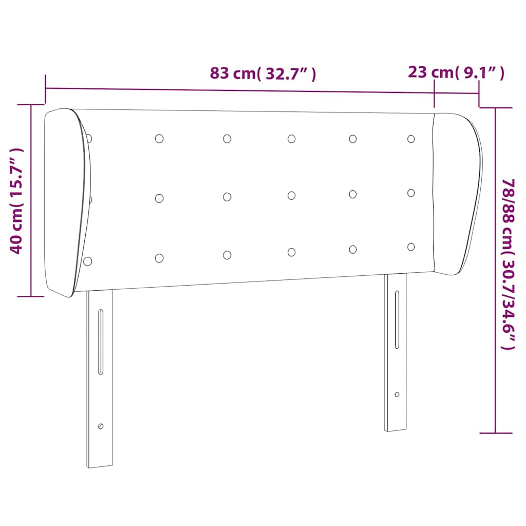 sengegavl med kanter 83x23x78/88 cm fløjl mørkegrøn