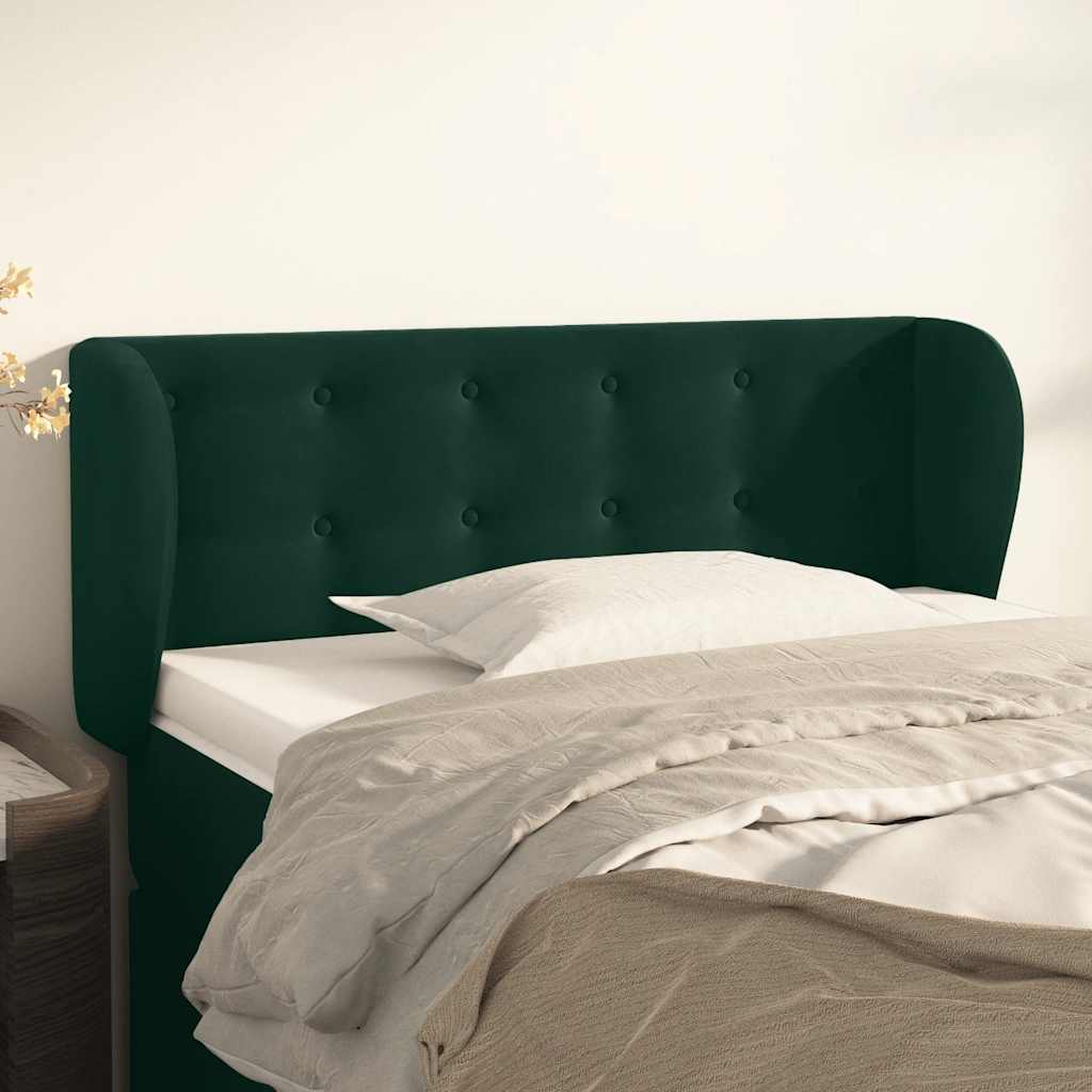 sengegavl med kanter 83x23x78/88 cm fløjl mørkegrøn