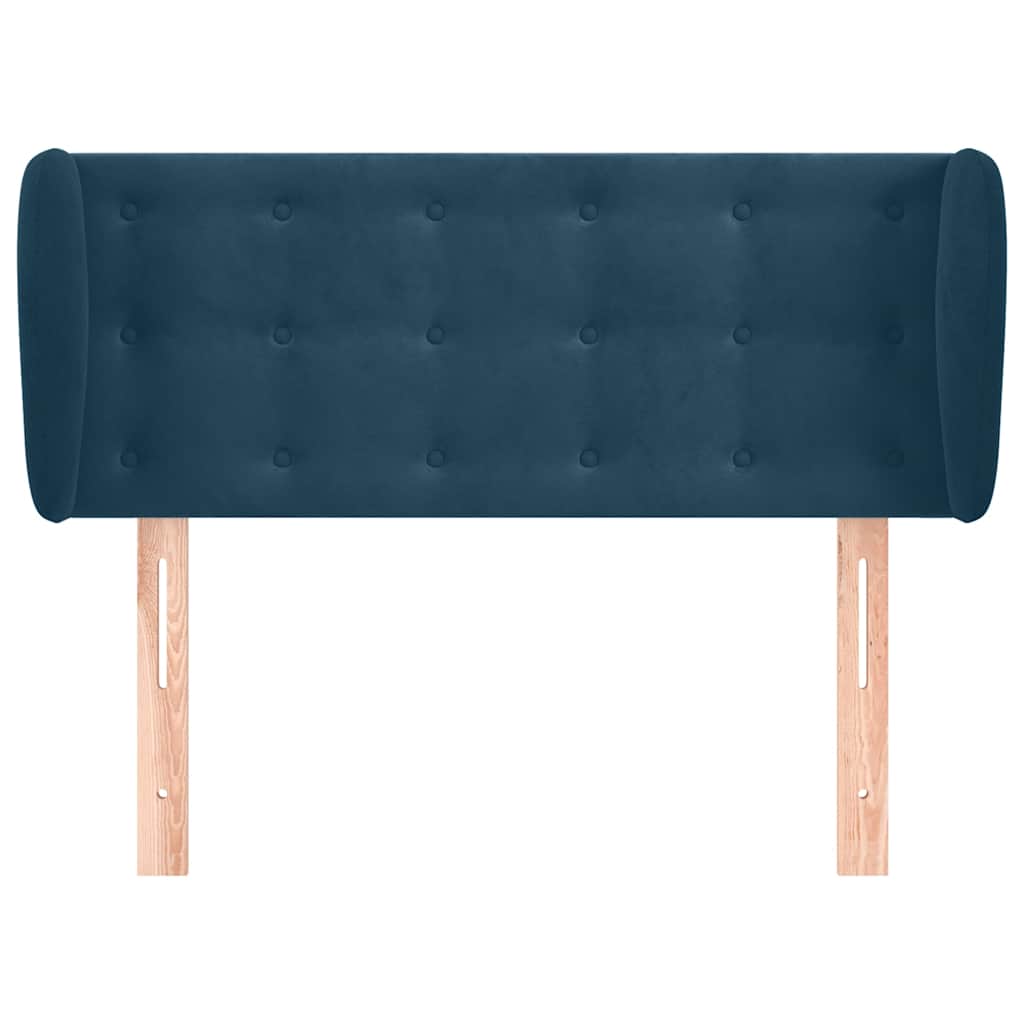 sengegavl med kanter 83x23x78/88 cm fløjl mørkeblå
