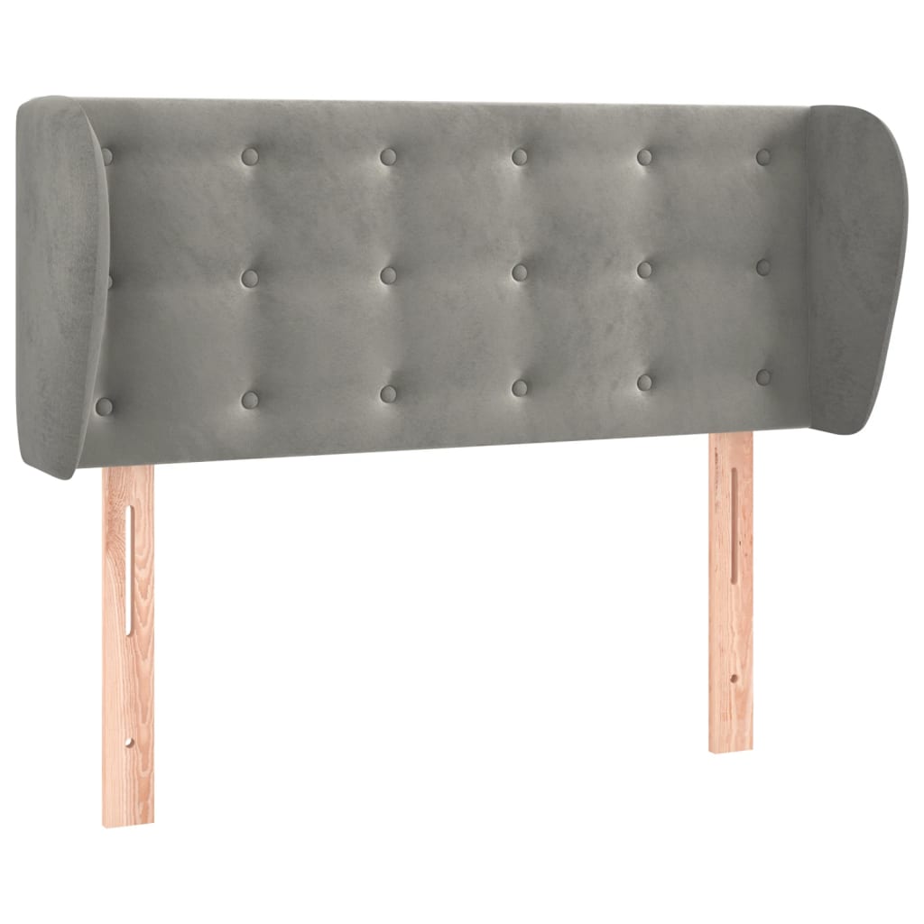 sengegavl med kanter 93x23x78/128 cm fløjl lysegrå