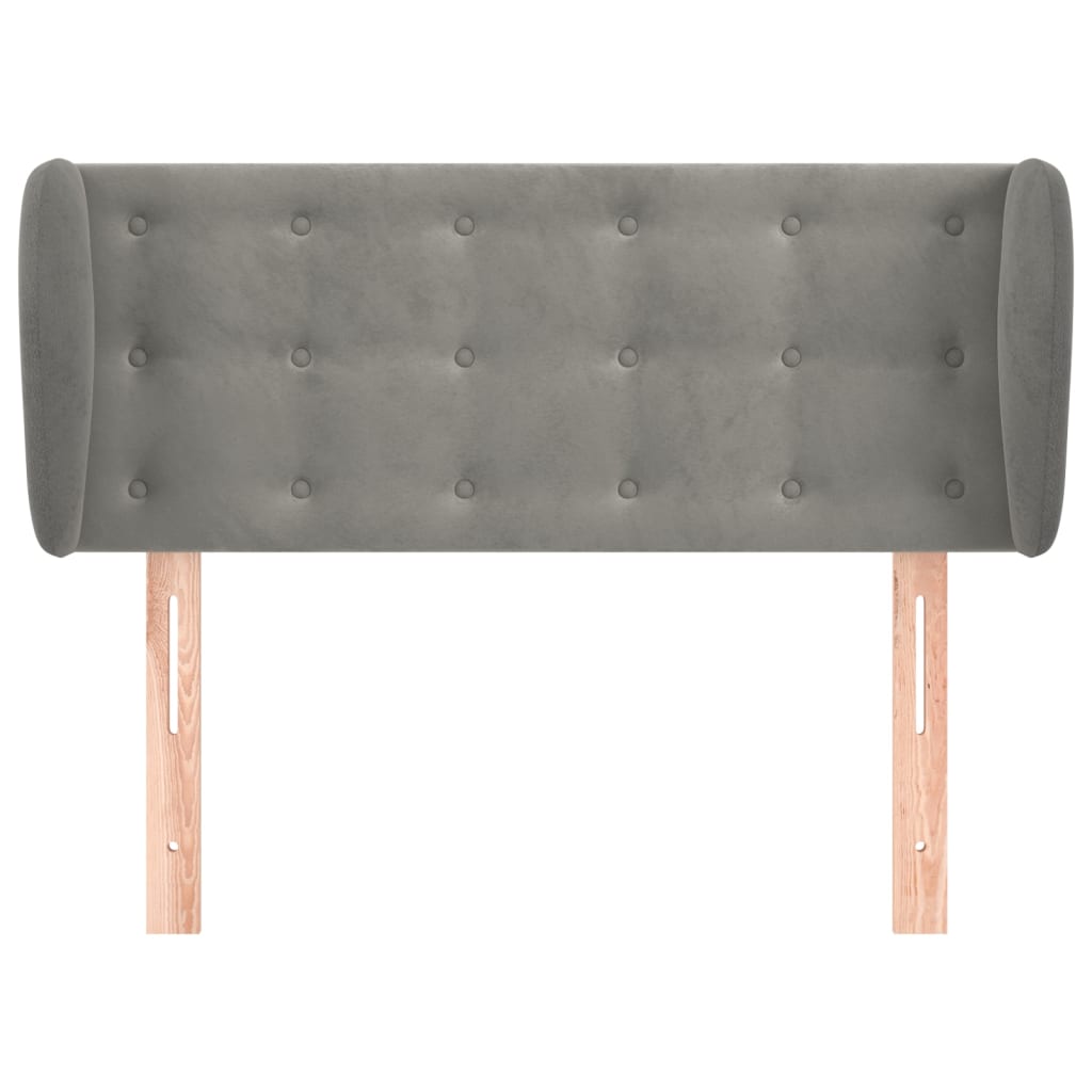 sengegavl med kanter 93x23x78/128 cm fløjl lysegrå