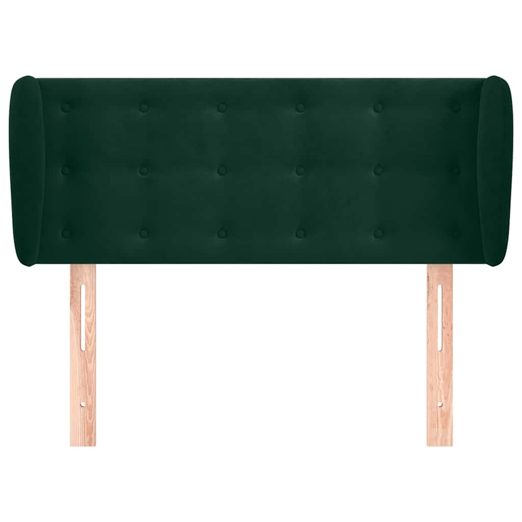 sengegavl med kanter 93x23x78/88 cm fløjl mørkegrøn