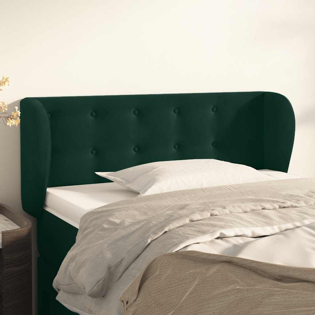 sengegavl med kanter 93x23x78/88 cm fløjl mørkegrøn