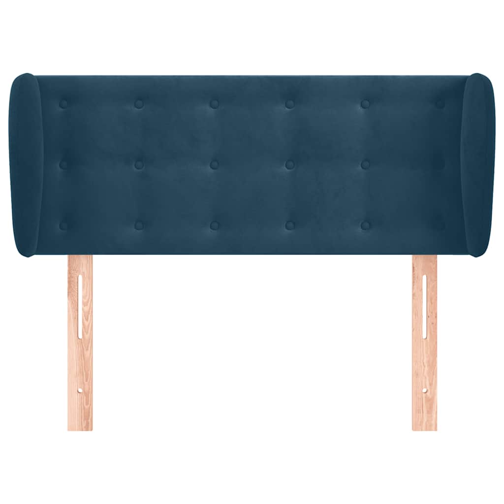 sengegavl med kanter 93x23x78/88 cm fløjl mørkeblå