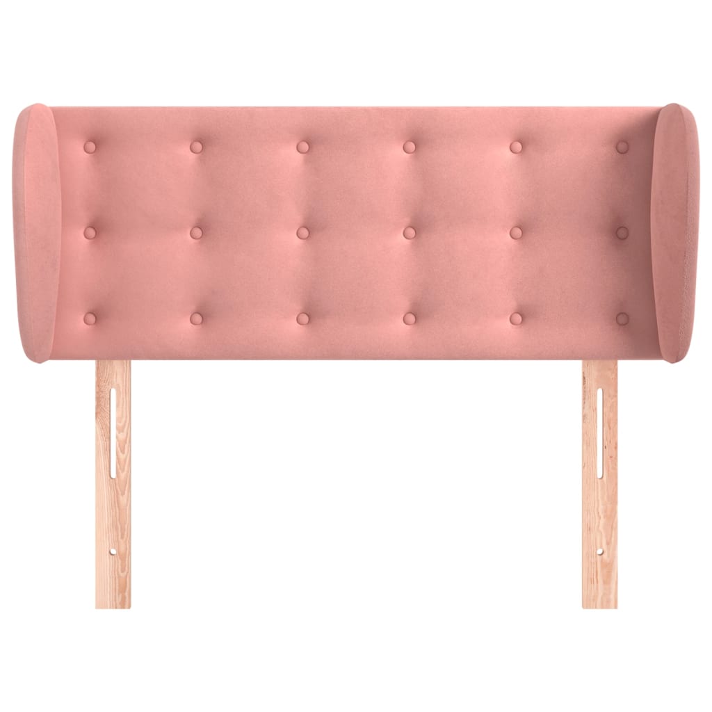 sengegavl med kanter 93x23x78/88 cm fløjl lyserød