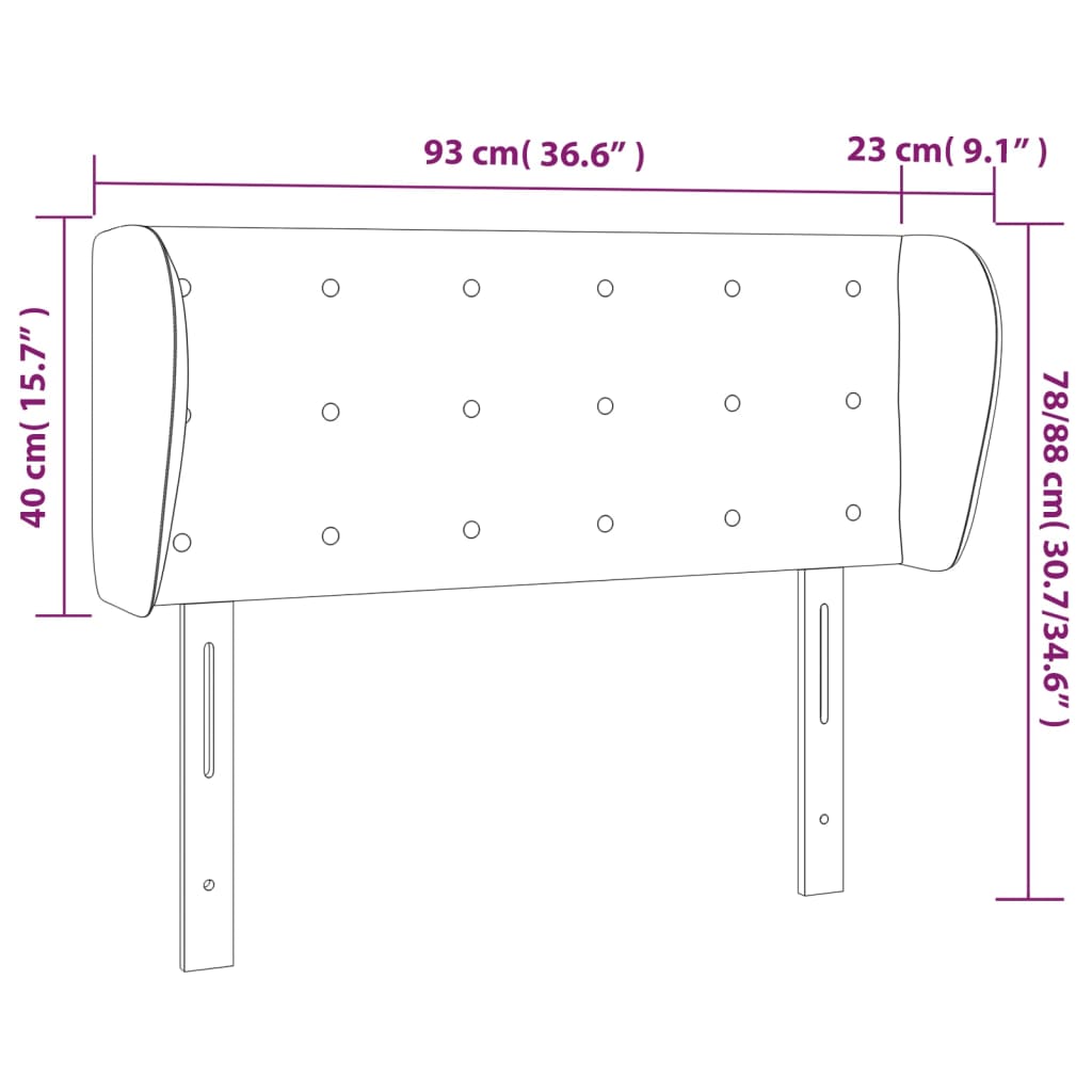 sengegavl med kanter 93x23x78/88 cm fløjl lyserød