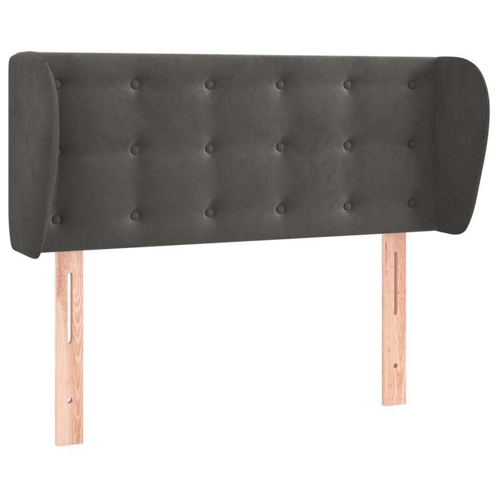sengegavl med kanter 103x23x78/88 cm fløjl mørkegrå