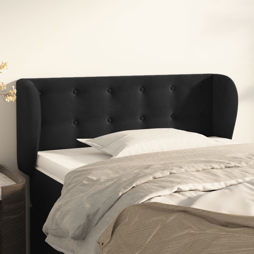 sengegavl med kanter 103x23x78/88 cm fløjl sort