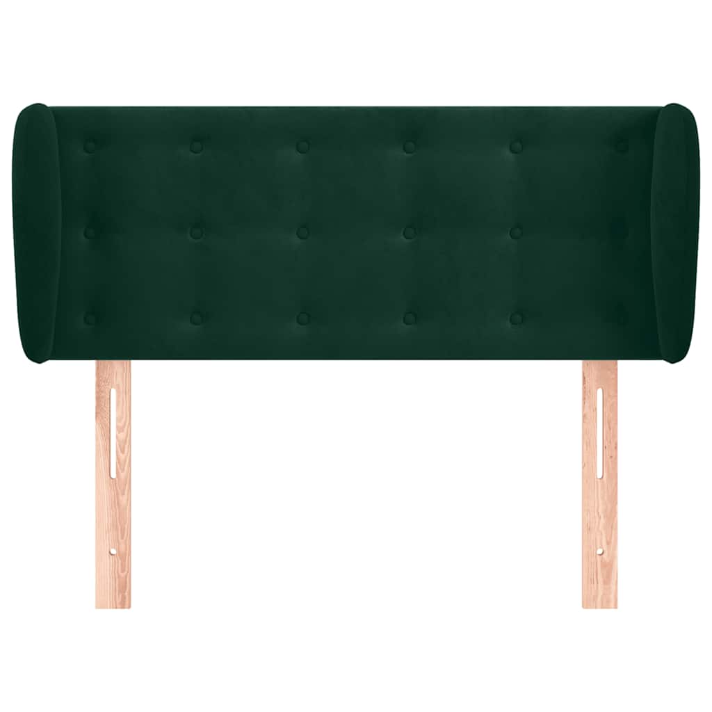 sengegavl med kanter 103x23x78/88 cm fløjl mørkegrøn