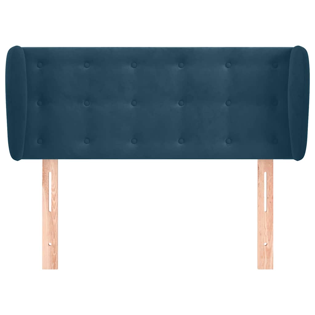 sengegavl med kanter 103x23x78/88 cm fløjl mørkeblå