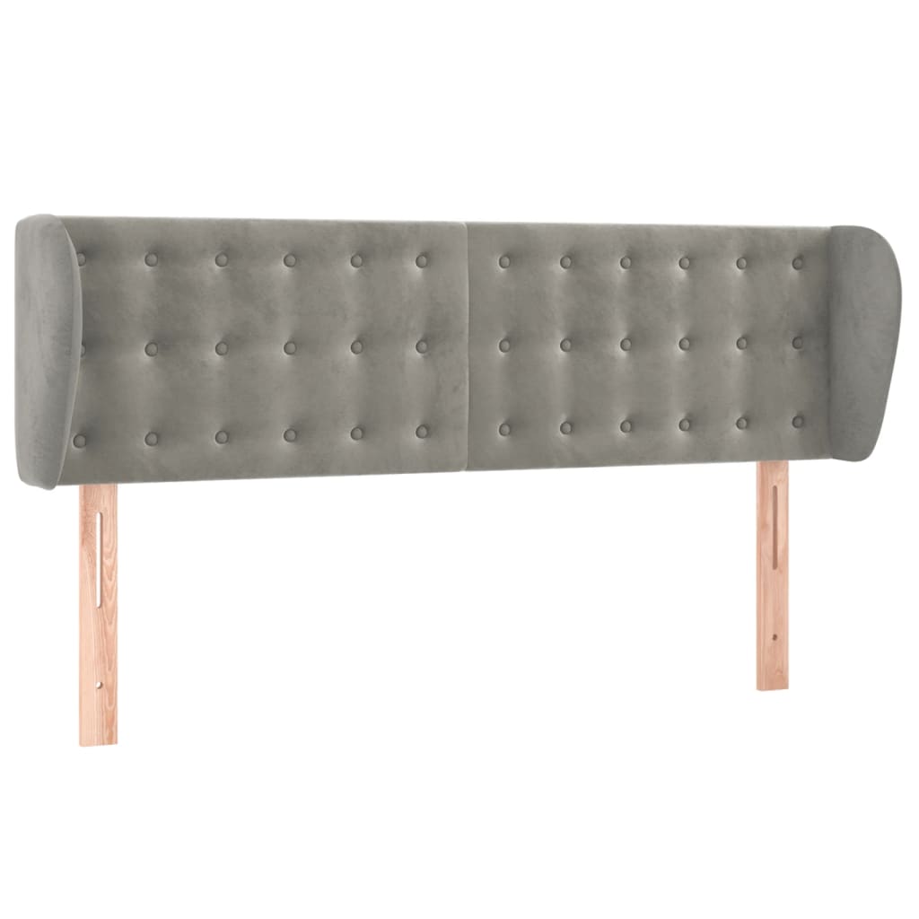sengegavl med kanter 147x23x78/88cm fløjl lysegrå