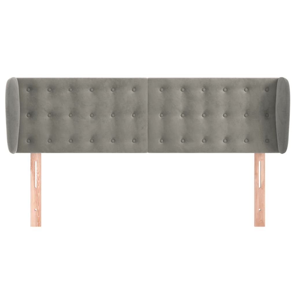 sengegavl med kanter 147x23x78/88cm fløjl lysegrå