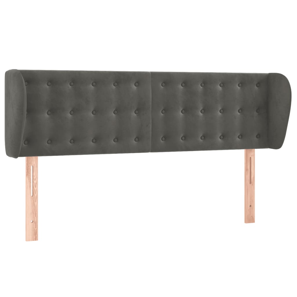 sengegavl med kanter 147x23x78/88 cm fløjl mørkegrå