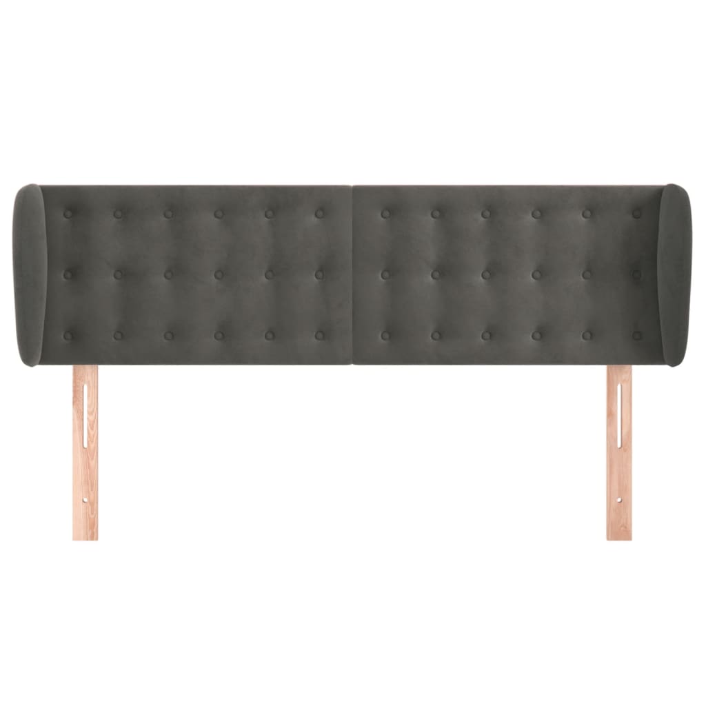 sengegavl med kanter 147x23x78/88 cm fløjl mørkegrå