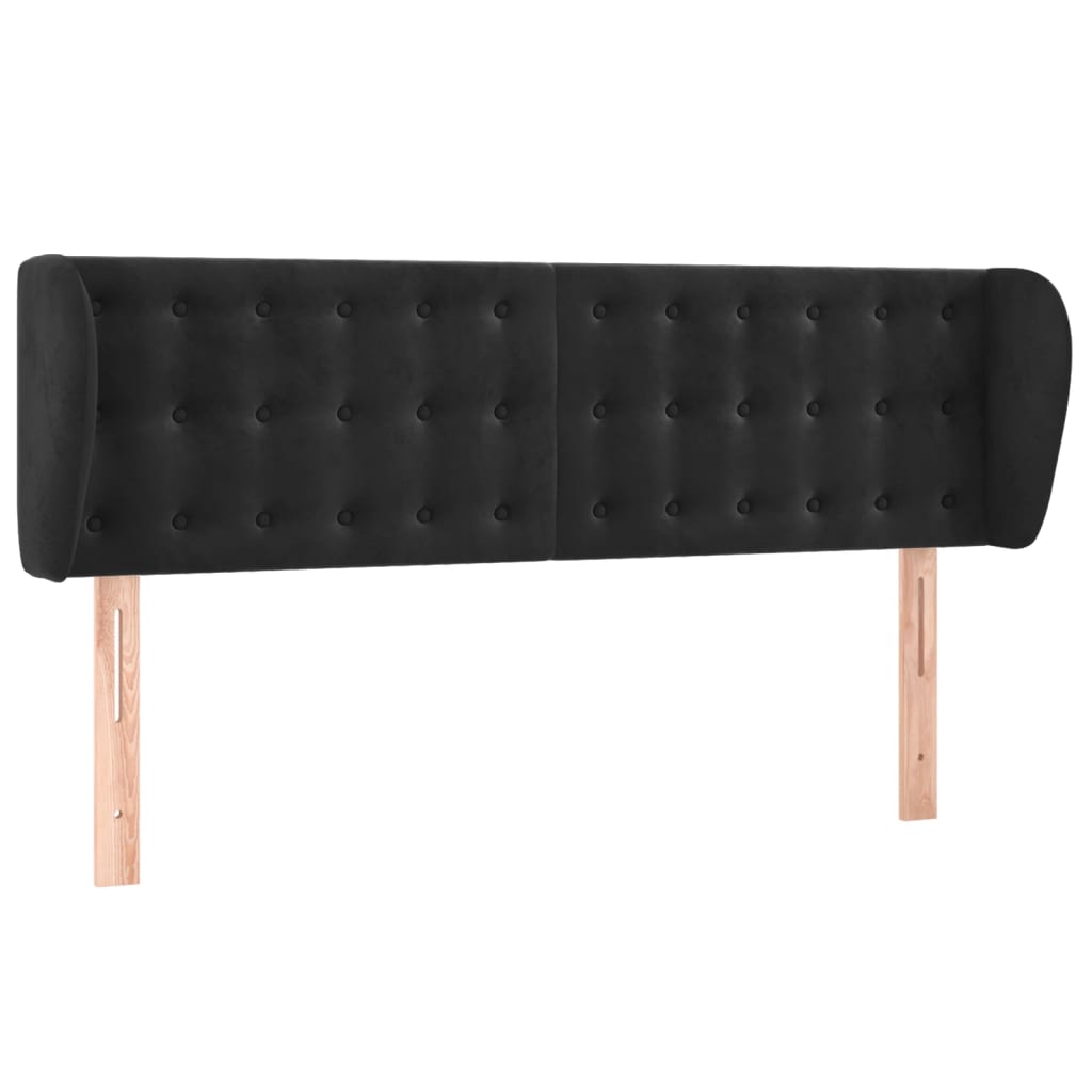 sengegavl med kanter 147x23x78/88 cm fløjl sort