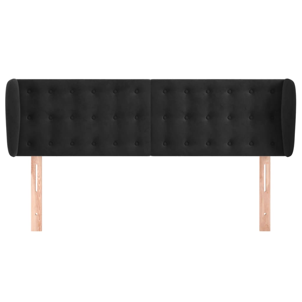 sengegavl med kanter 147x23x78/88 cm fløjl sort
