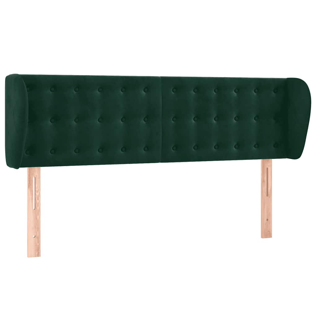 sengegavl med kanter 147x23x78/88 cm fløjl mørkegrøn