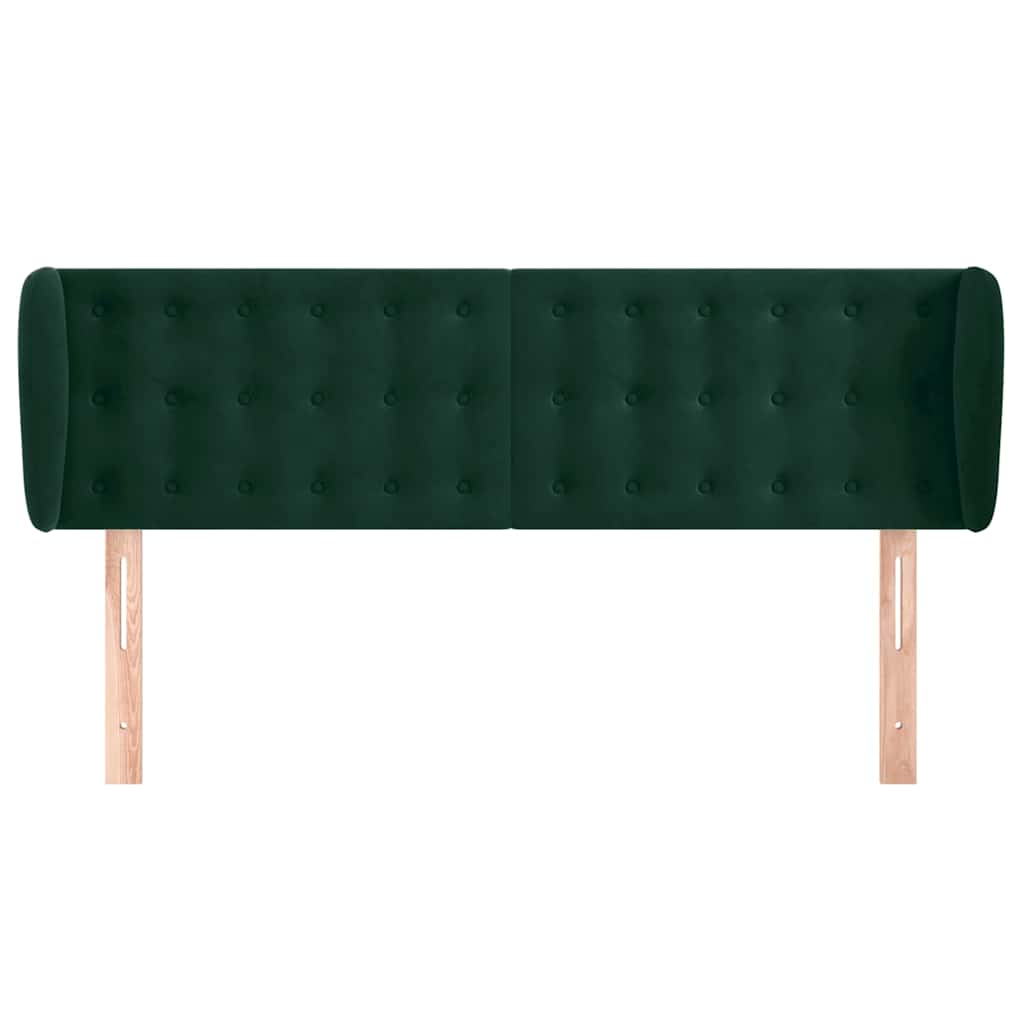 sengegavl med kanter 147x23x78/88 cm fløjl mørkegrøn