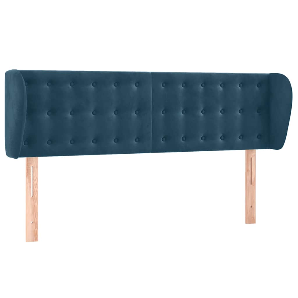 sengegavl med kanter 147x23x78/88 cm fløjl mørkeblå