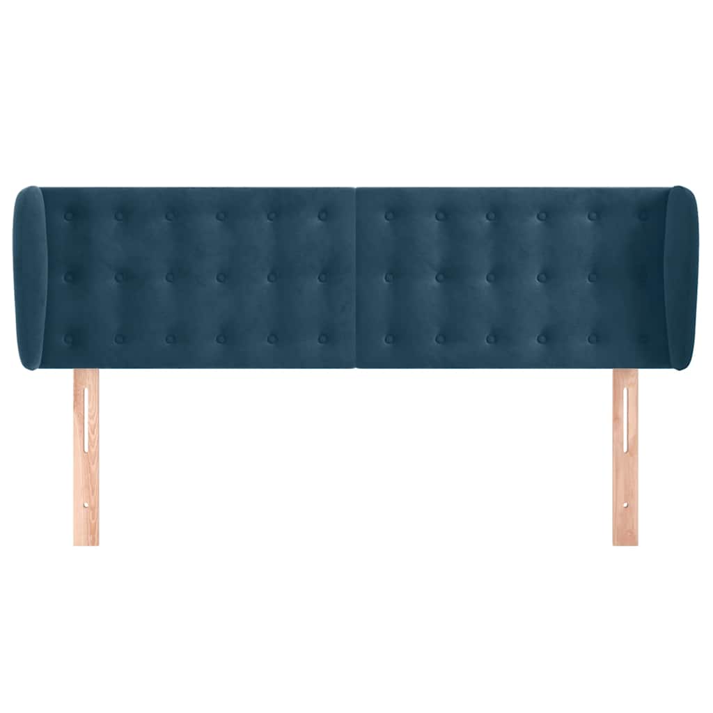 sengegavl med kanter 147x23x78/88 cm fløjl mørkeblå