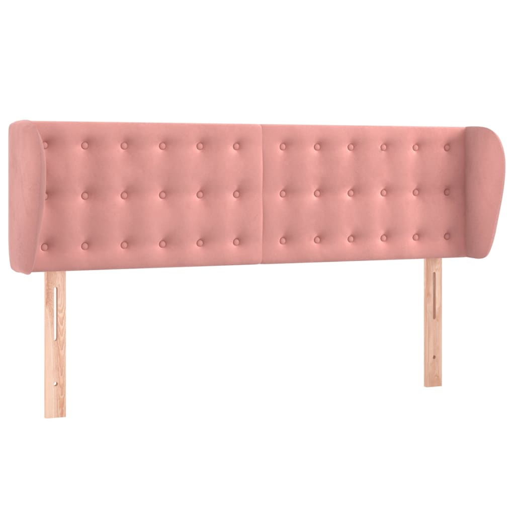 sengegavl med kanter 147x23x78/88 cm fløjl lyserød