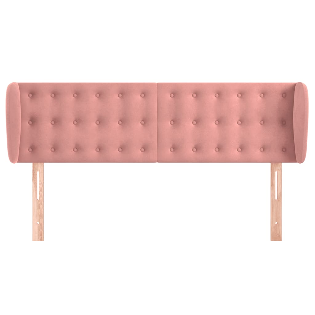 sengegavl med kanter 147x23x78/88 cm fløjl lyserød