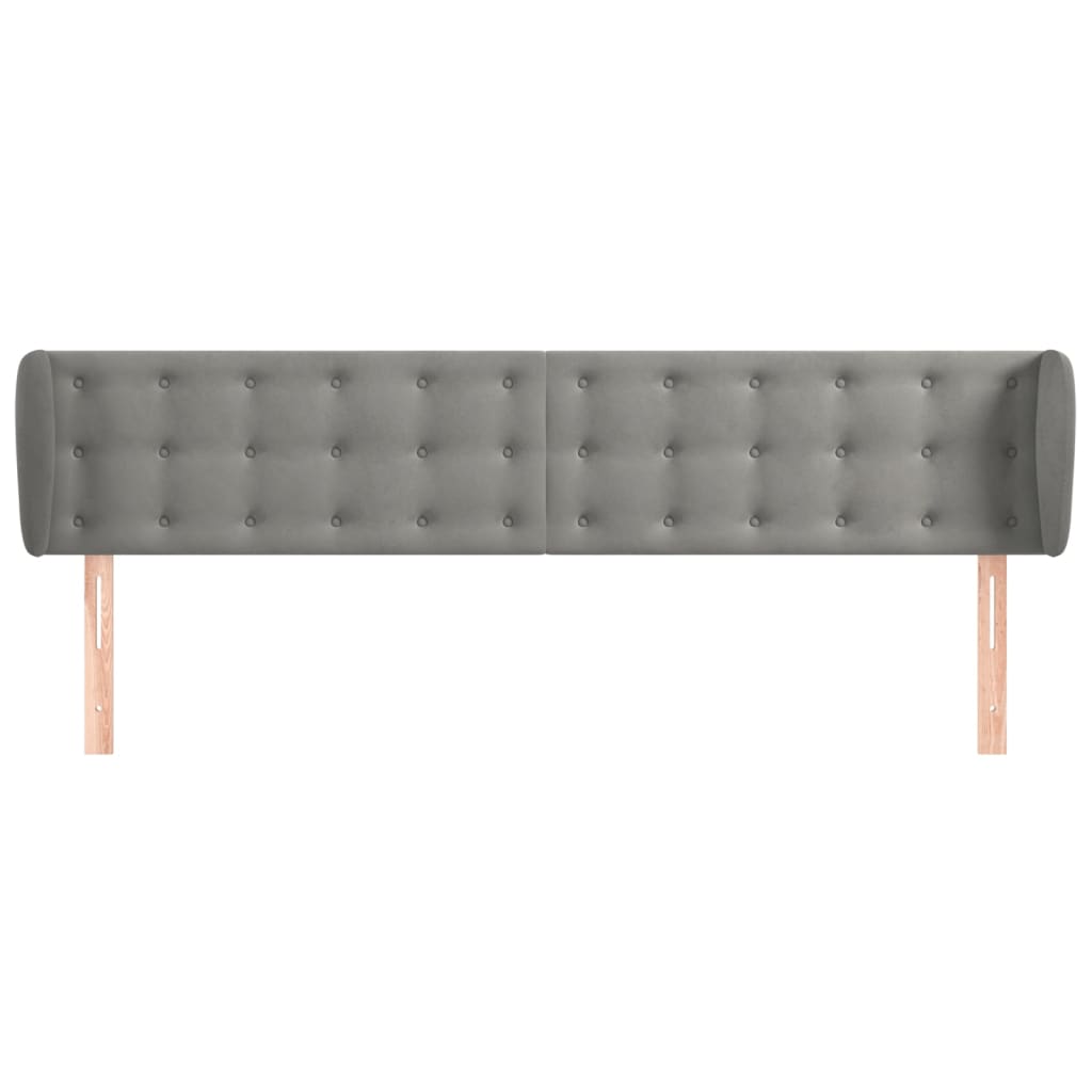 sengegavl med kanter 163x23x78/88cm fløjl lysegrå