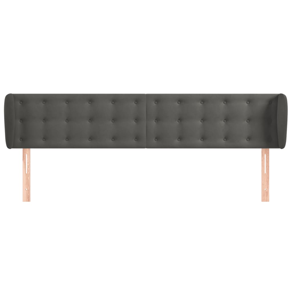 sengegavl med kanter 163x23x78/88 cm fløjl mørkegrå