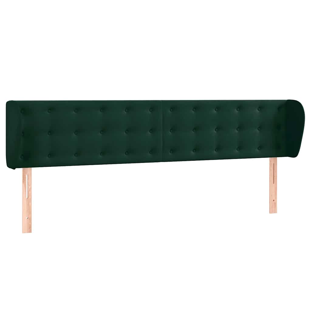 sengegavl med kanter 163x23x78/88 cm fløjl mørkegrøn