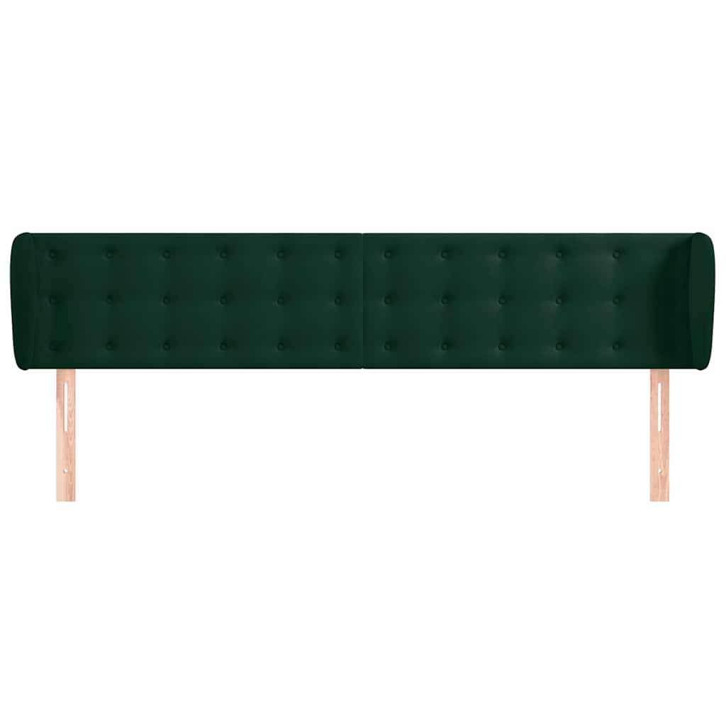 sengegavl med kanter 163x23x78/88 cm fløjl mørkegrøn
