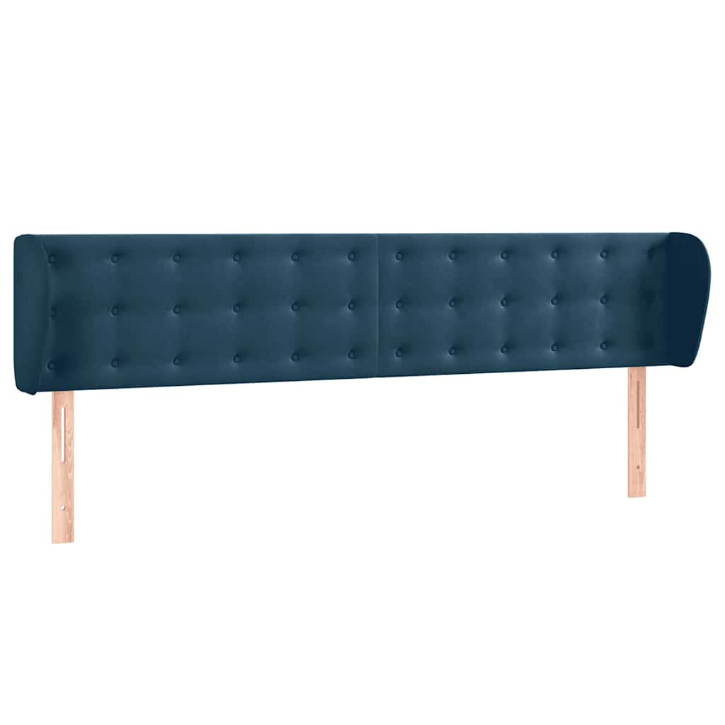 sengegavl med kanter 163x23x78/88 cm fløjl mørkeblå