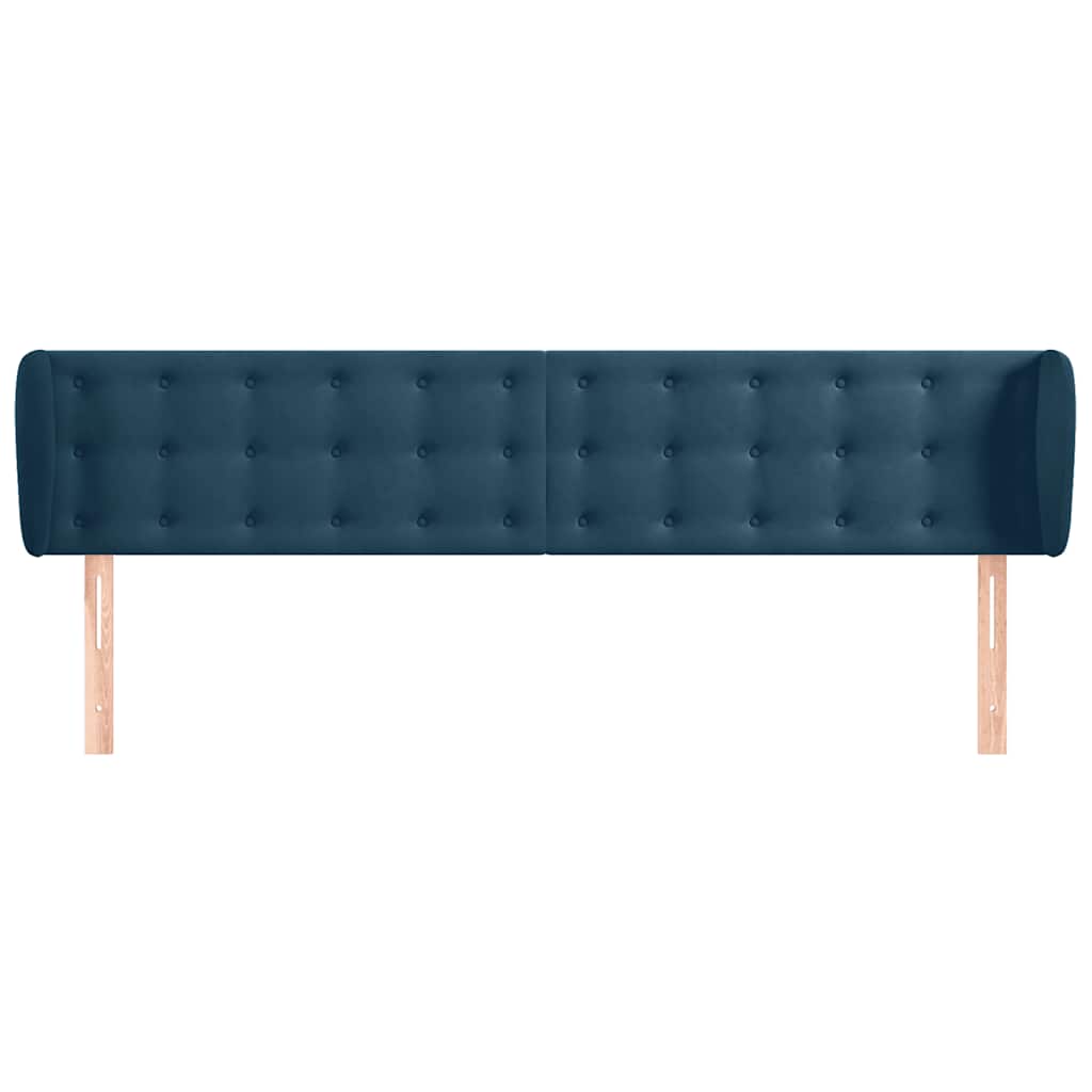 sengegavl med kanter 163x23x78/88 cm fløjl mørkeblå