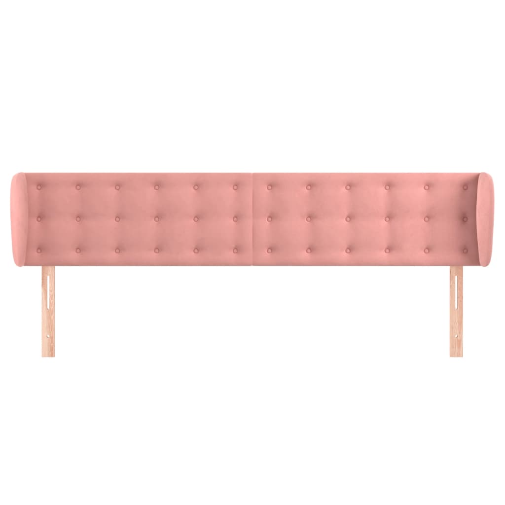 sengegavl med kanter 163x23x78/88 cm fløjl lyserød
